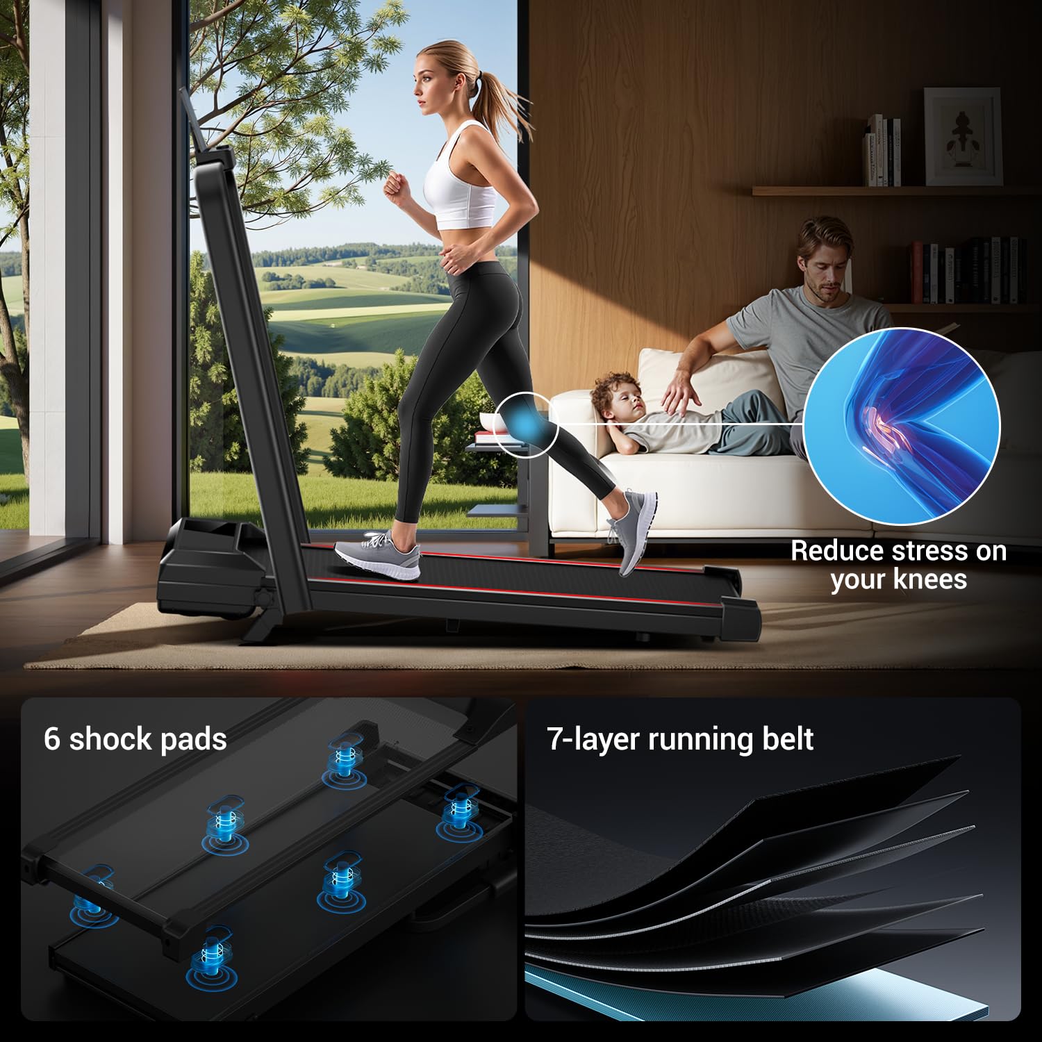 CURSOR Laufband für Zuhause Klappbar, Laufband mit Steigung für Zuhause mit Bürstenlosem Motor, Walking Pad mit Steigung