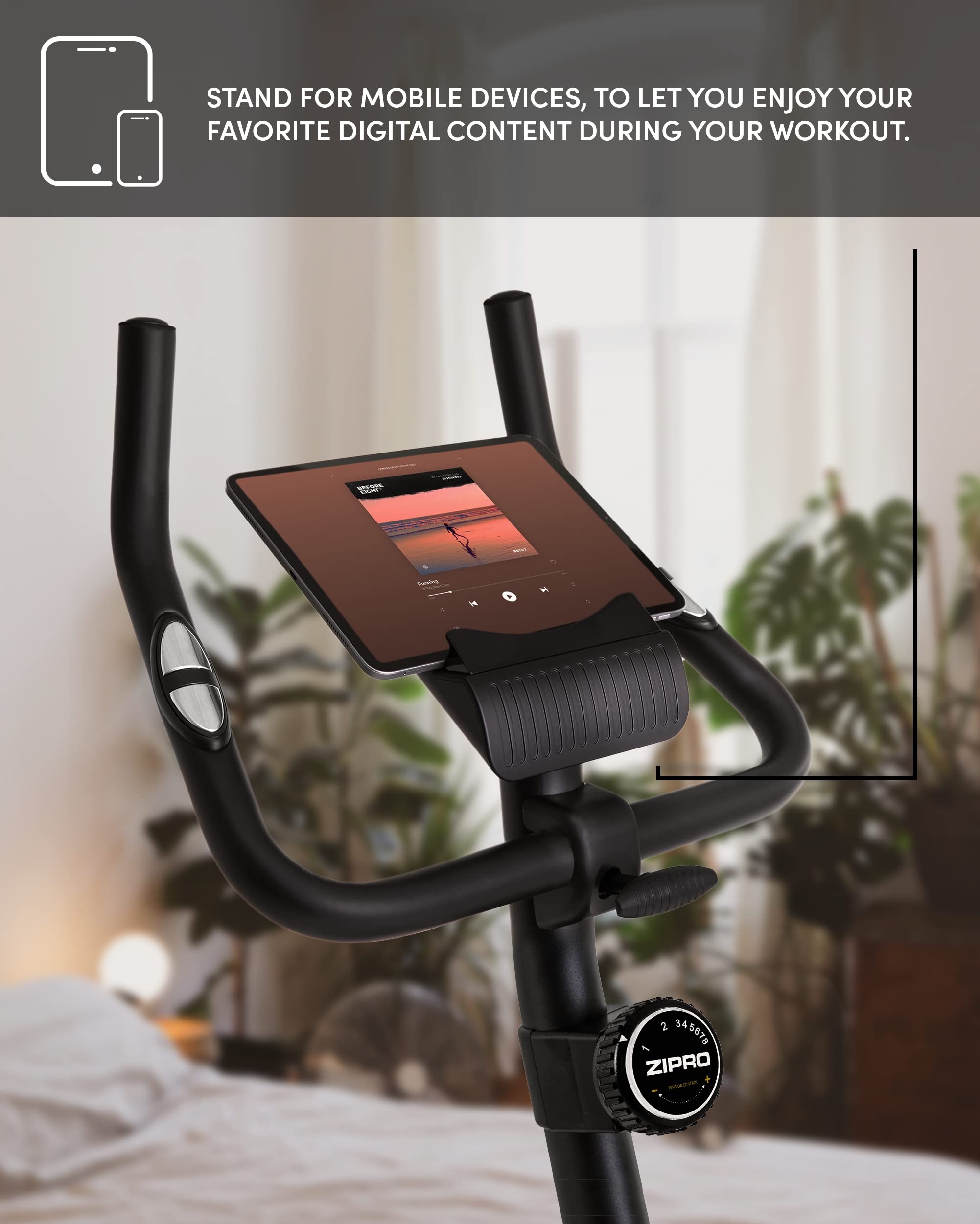 Zipro Heimtrainer Fahrrad Boost Gold, Ergometer Fitnessbikes, Magnetisches Fahrradtrainer, Ergometer Fahrrad bis 120kg, Indoor Bike, Trainingsfahrrad für zuhause, Fahrradergometer Batteriebetrieben